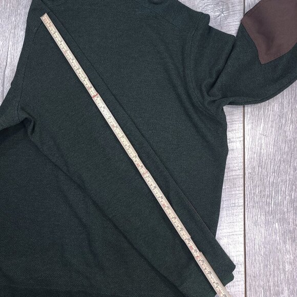 Fairway & Greene Mens Tech Patch Golf Sweater Size Large Green Leather 1/4 Zip - Picture 10 of 10